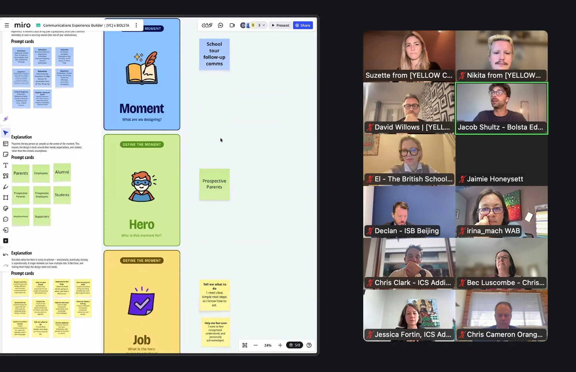 Jacob Shultz presenting a workshop with a school team